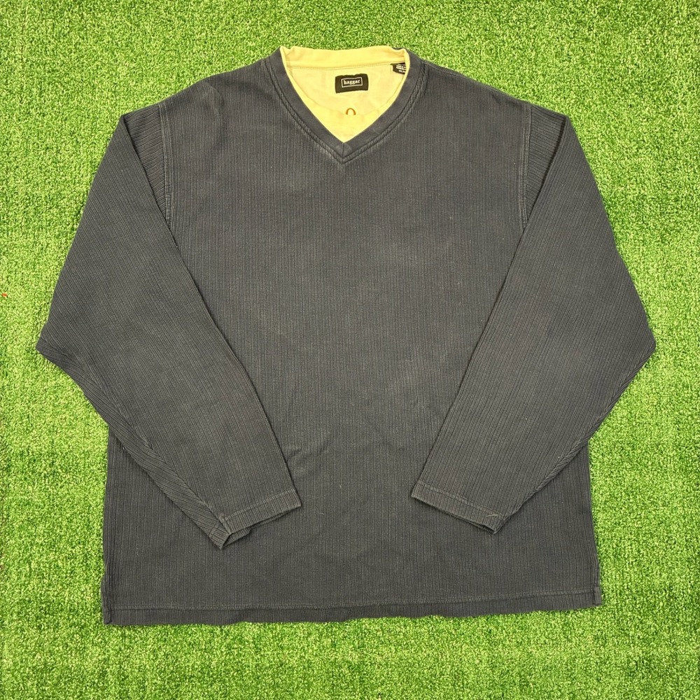 Y2K 2000's Haggar Ribbed Layered Neck Long Sleeve Shirt